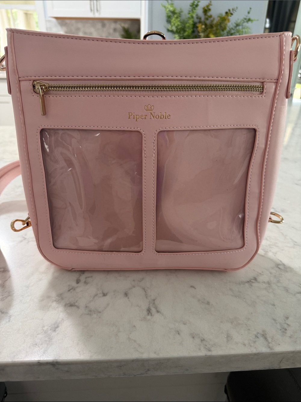 Piper Noble Blush Pink Clear-Pocket Shoulder Bag
